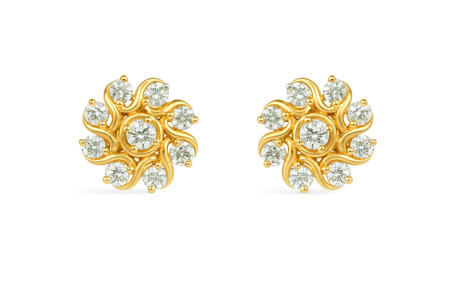 Beautiful 18 Kt Gold  Natural Diamond Earing
